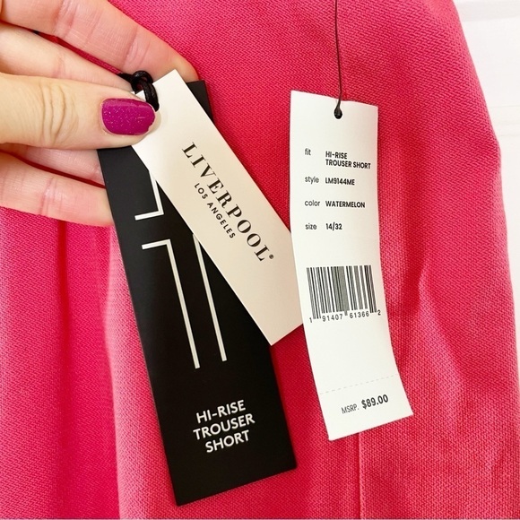 New Liverpool Hi-Rise Trouser Shorts in Watermelon Women’s Size 14/32 - Picture 7 of 10